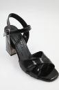 3018 Siyah Kırışık Rugan Kadın Topuklu Ayakkabı  