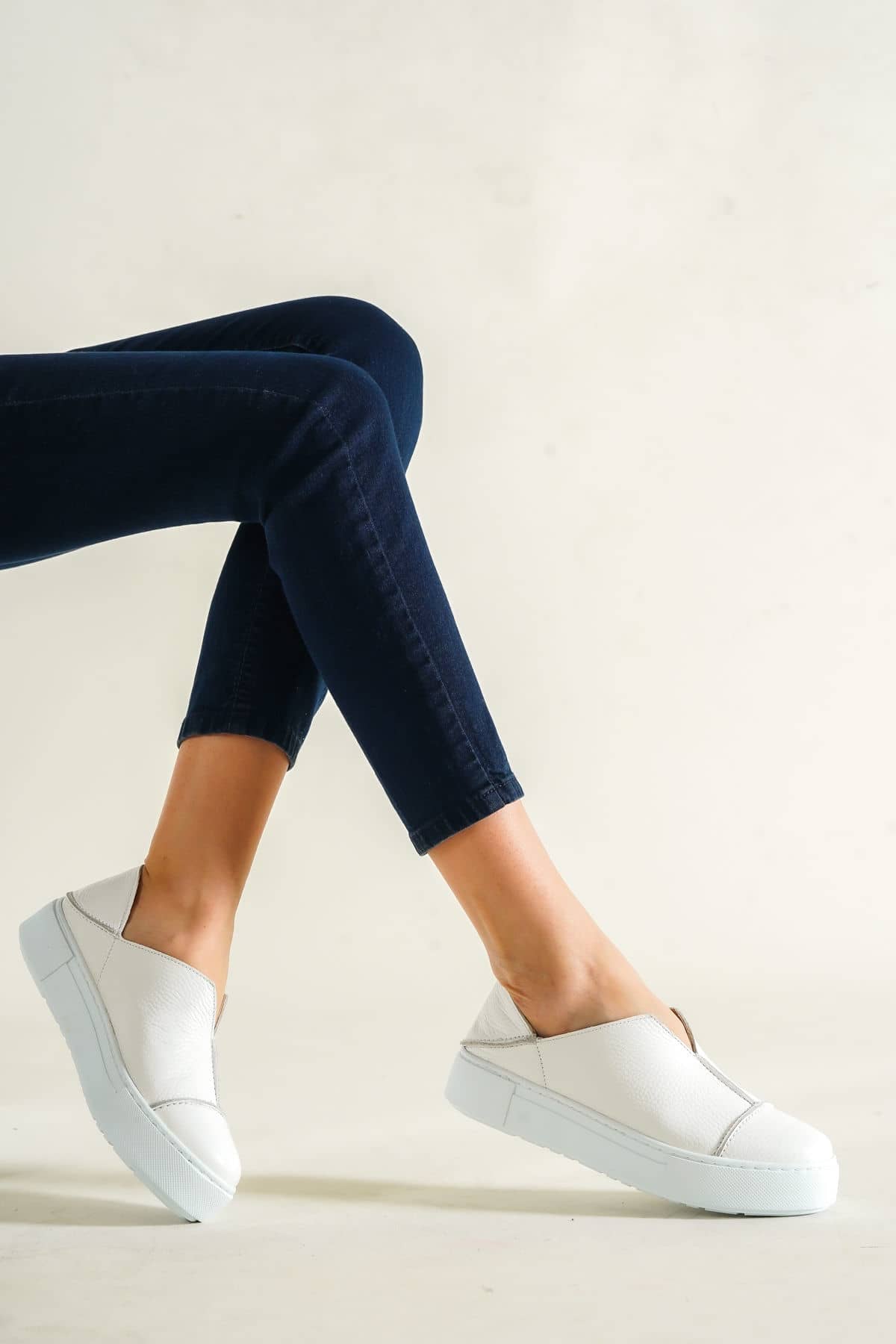 Passage Shoes. 2025 Beyaz Cilt Hakiki Deri Kadın Sneaker