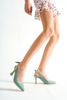 3025 Mint Yeşil Cilt Yüksek Topuklu Kadın Ayakkabı 