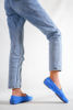 1020 HAKİKİ SÜET DERİ BANTLI  KADIN LOAFER  MAVİ