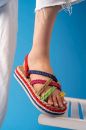 6172 Kadın  Renkli Parmak Arası Halat Ip Sandalet  RENKLİ 