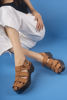 6185 Kadın Cilt Hakiki Deri Takunya Sandalet TABA