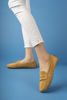 1020 HAKİKİ SÜET DERİ BANTLI  KADIN LOAFER  HARDAL