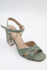3016 Yeşil Simli Kadın Topuklu Ayakkabı 