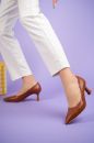 3053 Kadın Cilt Topuklu Ayakkabı   TABA
