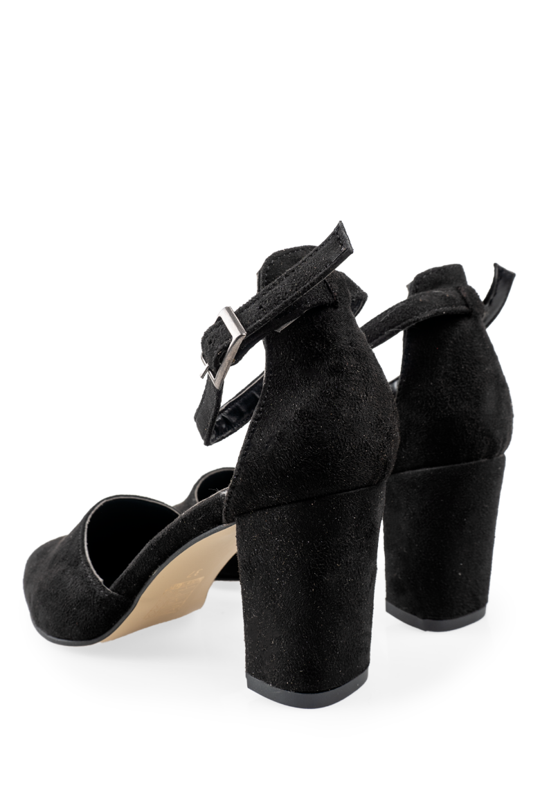 6129 Siyah Süet Topuklu Kadın Ayakkabı   resmi