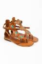 Kadın Hakiki Deri Taş Detaylı Bodrum Sandalet 6264  TABA PSG24-6264TABA