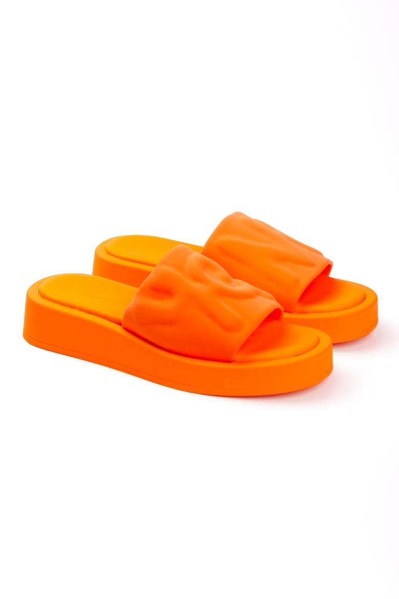 Kadın Neon Renk Scuba Kumaş Günlük Terlik 6260  ORANJ resmi