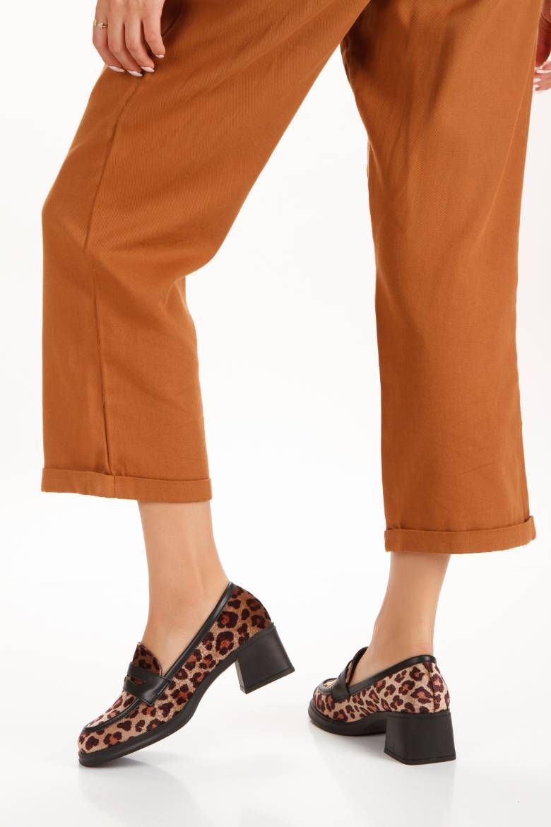 Kadın Topuklu Loafer Ayakkabı 4052  LEOPAR DESENLİ PSG24-4052LEOPAR DESENLİ resmi