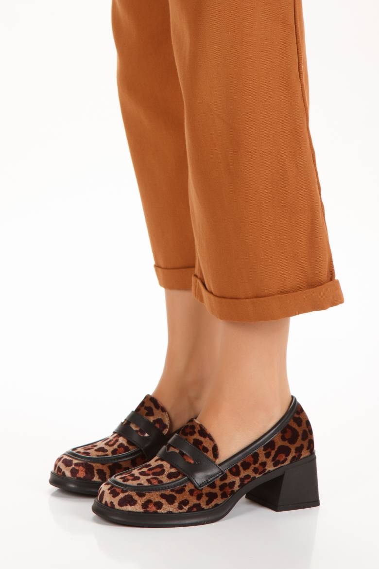 Kadın Topuklu Loafer Ayakkabı 4052  LEOPAR DESENLİ PSG24-4052LEOPAR DESENLİ resmi