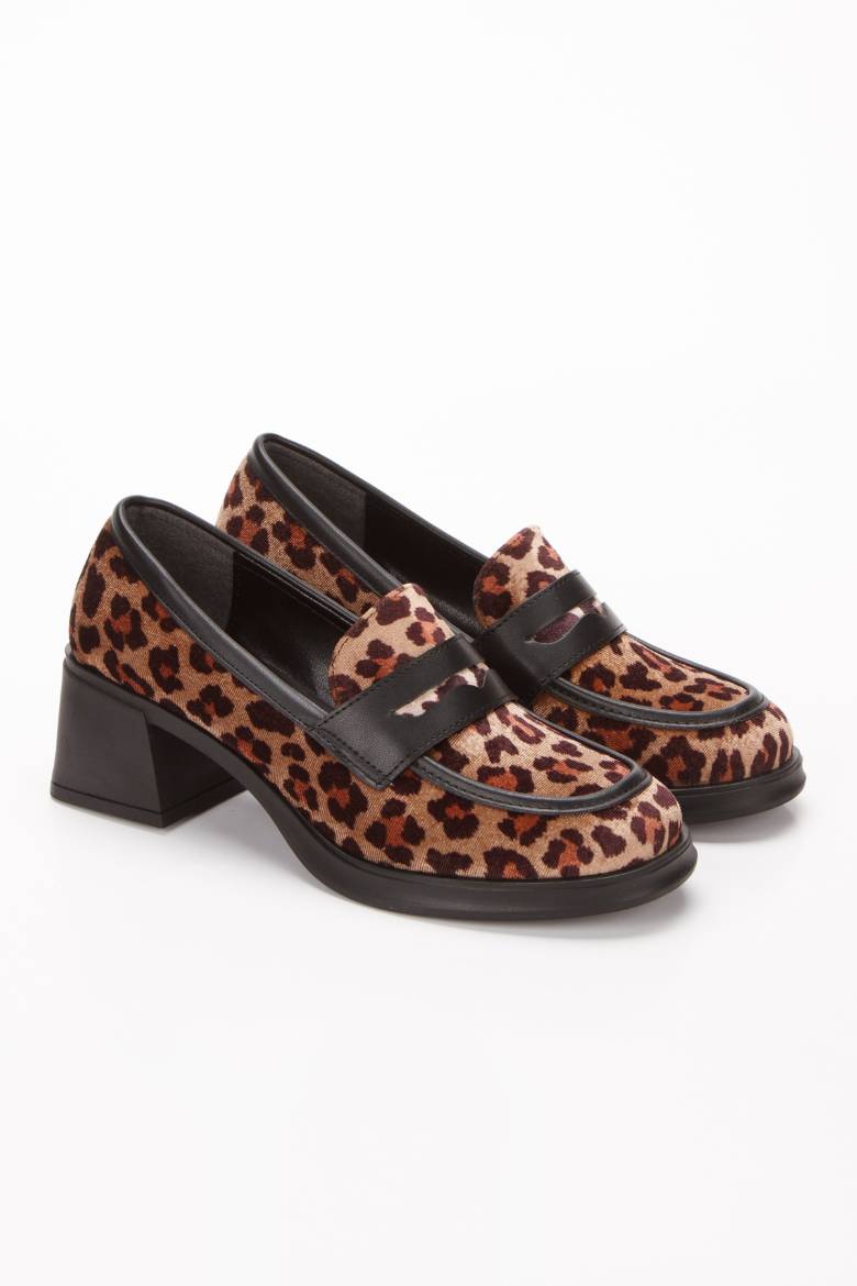 Kadın Topuklu Loafer Ayakkabı 4052  LEOPAR DESENLİ PSG24-4052LEOPAR DESENLİ resmi