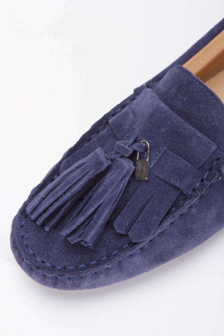 Kadın Hakiki Süet Deri Püskül Detaylı Loafer 1039  İNDİGO MAVİ PSG25-1039İNDİGO MAVİ resmi