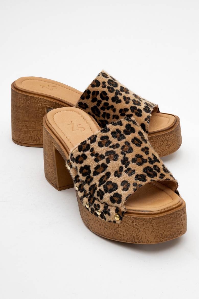 Kadın Hakiki Deri Takunya Terlik 6318  LEOPAR DESENLİ PSG25-6318LEOPAR DESENLİ resmi