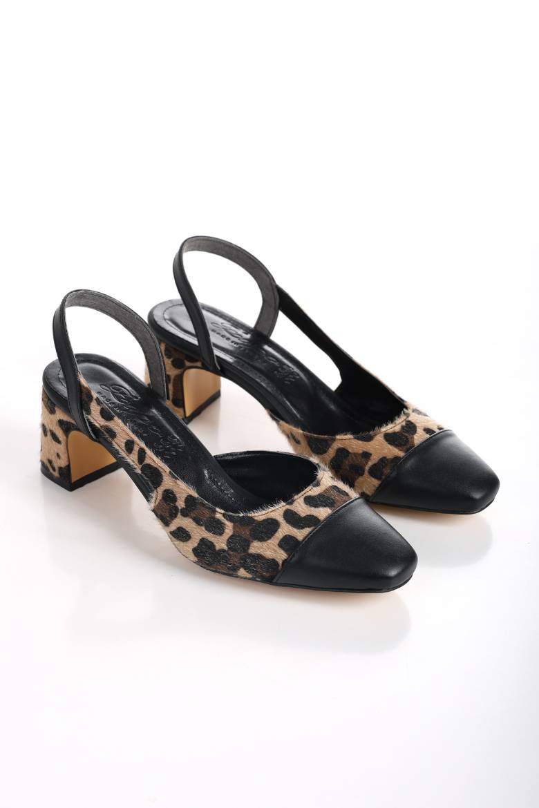 Kadın Burnu Kapalı Kalın Topuklu Sandalet 3082  LEOPAR DESENLİ PSG24-3082LEOPAR DESENLİ resmi