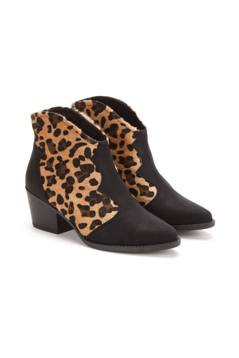 Kadın Western Kovboy Kısa Bot & Bootie 5118  SİYAH LEOPAR DESENLİ PSG25-5118SİYAH LEOPAR DESENLİ resmi