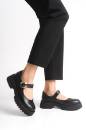 Kadın Balerin Kalın Taban Günlük Ayakkabı 4061  SİYAH CİLT PSG25-4061SİYAH CİLT